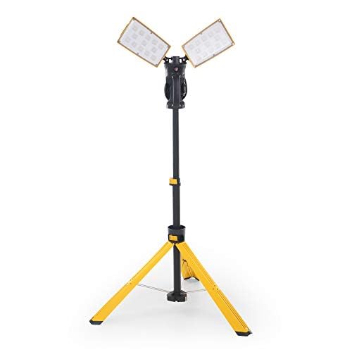 LUTEC 【Upgraded 5000K 15000 Lumen 105 Watt Dual-Head LED Work Light with Telescoping Tripod, Work Light with Stand Rotating Waterproof Lamps and 8 Ft 3-Prong Power Cord - size: Pro-15000LM