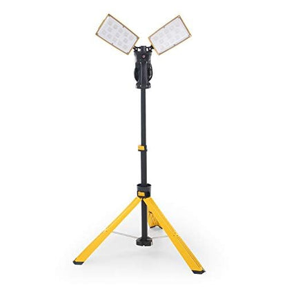 LUTEC 【Upgraded 5000K 15000 Lumen 105 Watt Dual-Head LED Work Light with Telescoping Tripod, Work Light with Stand Rotating Waterproof Lamps and 8 Ft 3-Prong Power Cord - size: Pro-15000LM