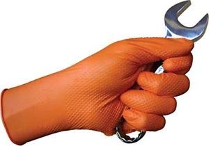 DENCO DISTRIBUTING, INC. Tiger Grip Nitrile Gloves - Hi Vis Orange - 7mil - Textured - Powder & Latex Free - Case of 10 Boxes - size: XL (Pack of 900)
