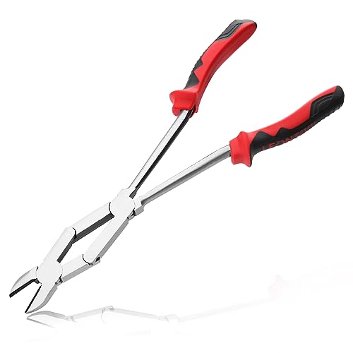 Extra Long Reach Wire Cutting Pliers Double-Joint Side Cutters | Dual Pivot Diagonal Cutters, Compound Action Cutting Pliers, for Wire, Cable Ties and Hard to Reach Narrow Spaces, X Type - style: Side Cutters