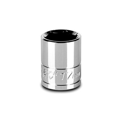 Capri Tools 17 mm Shallow Socket, 3/8-Inch Drive, 6-Point, Metric - size: 17 mm