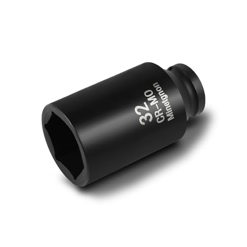 32mm Socket Deep 1/2 Drive Impact Socket 6 Point CR-MO Axle Nut Heavy-Duty Socket for Easy Removal & Installation of Wheel Hub & Axle Shaft Nuts - color: Deep_6 Pt_1/2, size: 32mm