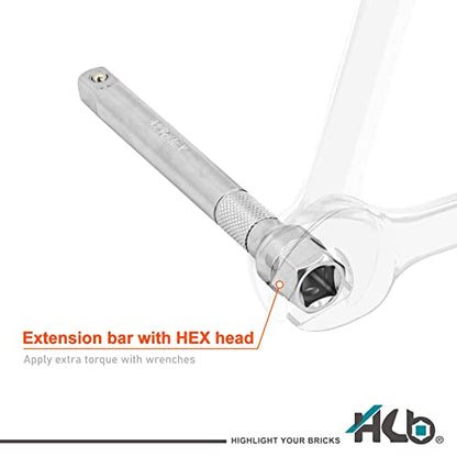 HB 32-Piece 3/8" Drive Socket Set AKX009-U, 120-Tooth Teardrop Offset Ergonomic Ratchet with Quick Release, Chrome Vanadium Steel Sockets, Micro-Chrome Finish, Portable Rack, Made in Taiwan - size: ‎32PC 3/8" DR. (120T)