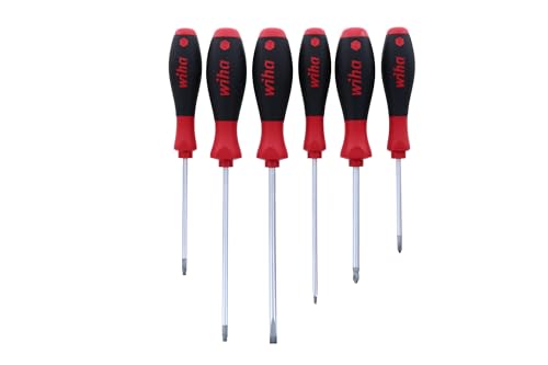Wiha 30291 SoftFinish Grip ScrewDriver Set, Slotted 4.5-6.5mm, Phillips Number 1-2 and Square Number 1-2, 6-Piece Set - style: 6 Pieces
