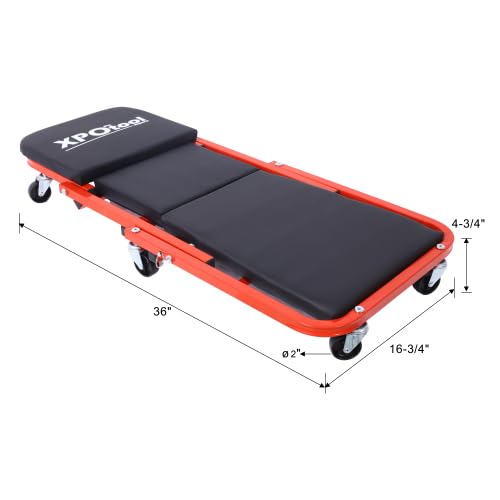 Mechanic Creeper, Garage Gift, 36" Z Creeper Seat, 2 in 1 Mechanic Gifts, 300 lbs Capacity, Low Profile Creeper with 6 pcs Wheels in Garage/Shop for Fathers Day Tool Gift (Red) - color: Red