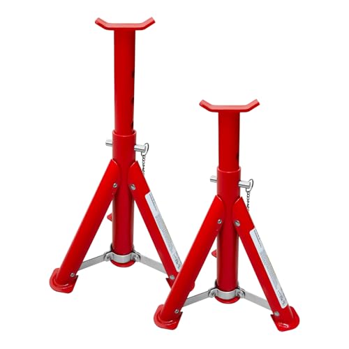 YATOINTO Foldable Jack Stands 3 Ton (6,600 LBs), 11.42"-16.06" Adjustable Height with Mobility Safety Pin,Car Jack Stand for Home&Garage, Workshops,Lifting SUV, Pickup Truck,UTV/ATV, Red, 1 Pair - color: Red, size: 3 Ton Foldable Jack Stands