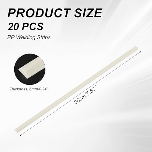 MECCANIXITY 20pcs Plastic Welding Rods, 8 Inch PP Welding Strips 3/16"x1/4" for Plastic Welder Soldering Tool Kit, Car Bumpers, Kayak Repair, Beige