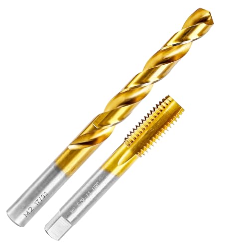5/8"-11 UNC Tap and 17/32" Drill Bit for Metal,M2 HSS Drill and Tap Set | Combination of Drill and Tap Kit for Metal - size: 5/8"-11 UNC Tap - 17/32" Drill
