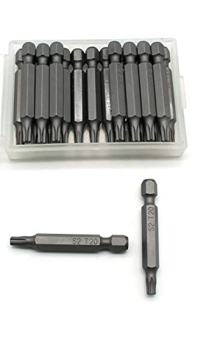 TEMO 20 pc T20 Torx 6 Point Impact Ready 2 Inch Length Screwdriver Insert Bits Hex Shank with Quick Release Slot - size: 20 pc T20 2"