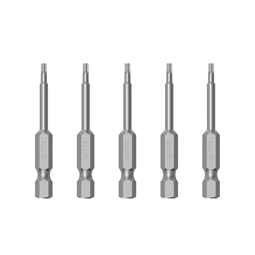 5PCS T7 Magnetic Tamper Proof Torx Screwdriver Bits, 1/4 Inch Hex Shank 2.6 Inch Length S2 Steel Security Drill Torx Head Drill Screw Driver Tools(65mm Long, Star 6 Point) - size: T7