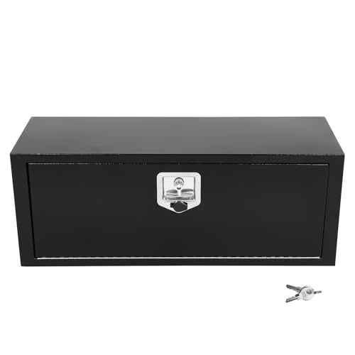 Heavy Duty Steel Plated Underbody Truck Tool Box with T-Handle Lock, Waterproof Tongue Box for Storage with Smooth Surface for Truck, Pickup, RV, Trailer - Black, 36" x 12" x 14" Inch - size: 36" x 12" x 14"