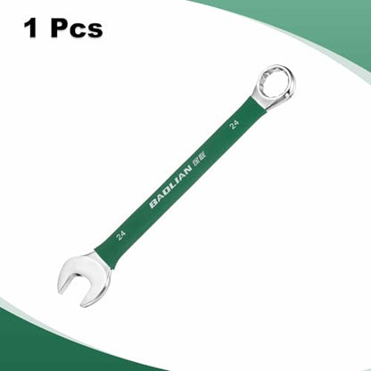 HARFINGTON 24mm Metric Combination Wrench 10 Degree Offset 12 Point Cr-V Steel Single Open End Spanner Wrenches for Automotive Repair Furniture Assembly - size: 24mm