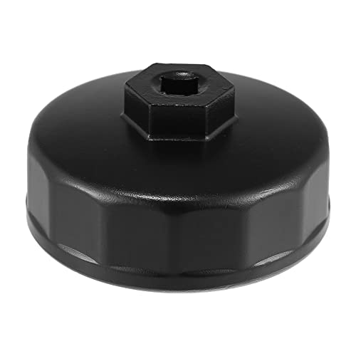 X AUTOHAUX 74mm 14 Flutes Car Oil Filter Wrench Oil Filter Socket Wrench Housing Cap Socket Remover Tools for Mercedes Benz for Audi for VW for Mazda Black