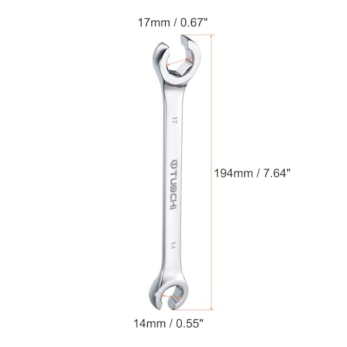 HARFINGTON Flare Nut Metric Wrench 14mm x 17mm CR-V Mirror Polished Chrome Plating Metric Wrench for DIY Hand-making Automotive Repairs and Household Maintenance - size: 14mm x 17mm
