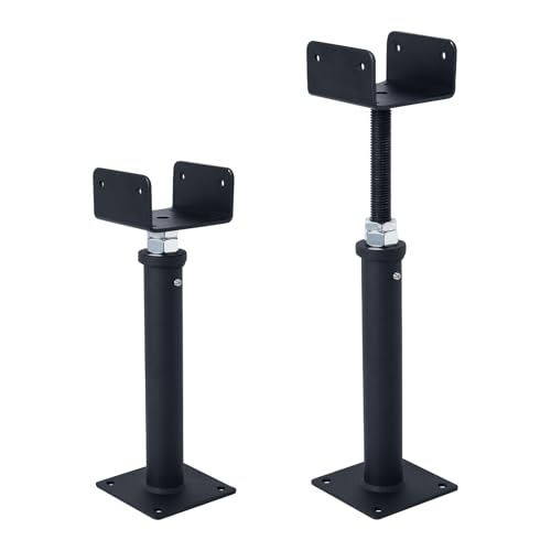 2 Pack U-Shaped Floor Jack, Heavy Duty Adjustable Steel Telepost with U-Head for 4x2, 4x4, 4x6 Joists, 11-15Inch Adjustment Range, Screw Jack Post for Beam Support & Leveling - size: 11-15