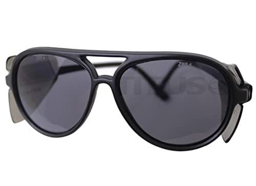 TITUS G35 Retro Aviator Z87 DOT ANSI CE Approved Safety Glasses | W/Protective Side Shields, UV400 Polycarbonate Lenses, Flexible Nylon Stems, Eye Protection, Sunglasses, Motorcycle, Shooting - color: New Blue Rev Over Mirror Smoke