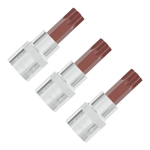 3PCS 3/8" Drive T50 Torx Bit Socket, S2 Steel Bits, Heat Treated CR-V Steel Star Sockets 1.9" Length - size: T50