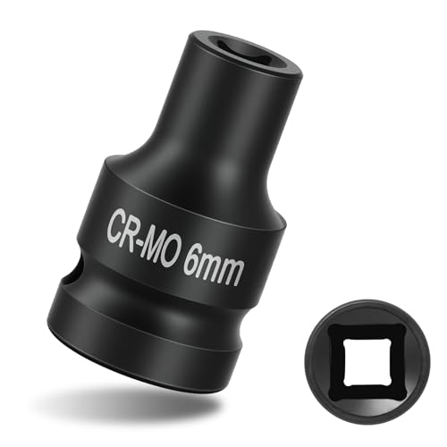 1/2" Drive 6mm Impact Socket Metric Standard Impact Socket Blackening Finish 4 Point Square Socket made with Chrome Molybdenum Alloy Steel for Auto Repair Mechanical Maintenance Removal of Axle Nut - size: 6mm - 4pt, style: 1/2" Drive Standard Socket