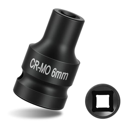 1/2" Drive 6mm Impact Socket Metric Standard Impact Socket Blackening Finish 4 Point Square Socket made with Chrome Molybdenum Alloy Steel for Auto Repair Mechanical Maintenance Removal of Axle Nut - size: 6mm - 4pt, style: 1/2" Drive Standard Socket