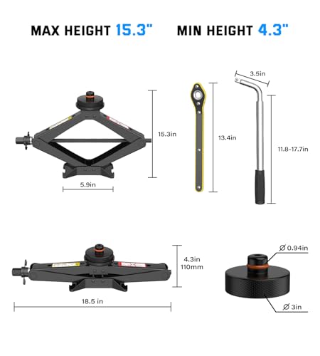 Car Jack for Tesla, 2.5 Ton Car Scissor Jack Kit for Tesla Model Y Model 3/S/X, Tire Changing Kit with 2 Tesla Specific Jack Pads - color: Black