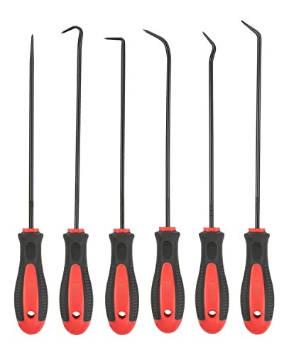 ROTATION Extra Long Precision Hook and Pick Set, 6-Piece Set, Chrome Vanadium Steel Shaft, for Remove Hoses and Gaskets, Auto and Electronics Maintenance Tools - color: 6pc set