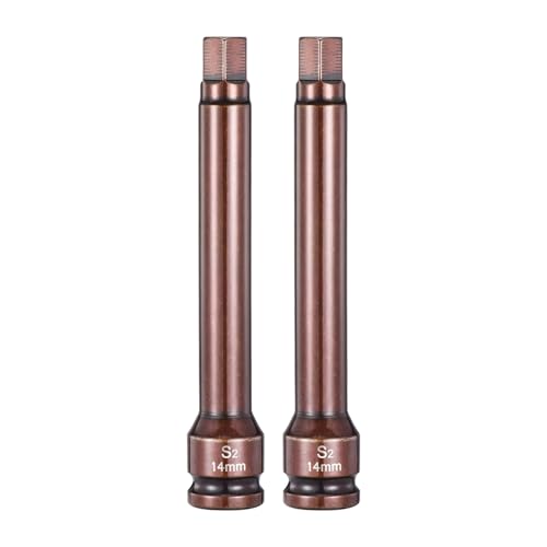 HARFINGTON 2pcs Impact Hex Bit Socket 1/2" Drive 14H (14mm) Hex Bits 6" Length S2 Steel Metric Impact Wrench Socket Adapter Tool for Automotive Repair Industrial Construction and Home DIY - size: H14 x 1/2" x 6"