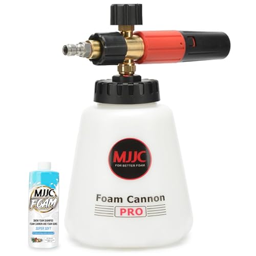 MJJC Foam Cannon Pro V2.0 (Thicker Snow Foam Technology) with 1/4 Inch Quick Connector for Pressure Washer, 40 oz Bottle (Pro V2.0 (1/4" Quick Connector) + SOAP Sample)