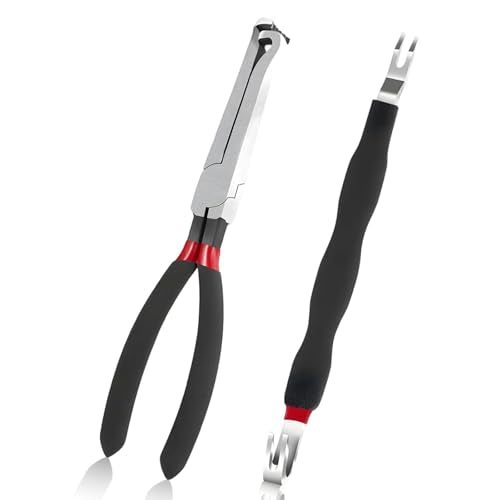 Electrical Disconnect Pliers, Electrical Connector Separator Tool, 8 inch Automotive Electrical Disconnect Pliers for Cars, Locking Push Tab Plugs - style: Straight+Separator