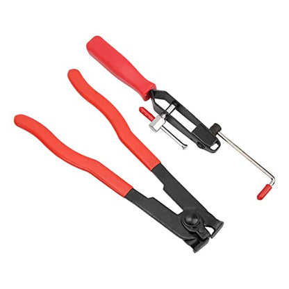 Estink Car Banding Tool Kit, 2Pcs/Set Stainless Steel Universal CV Joint Ear Clamp Banding Tool CV Boot Crimp Plier Kit for Car Fuel Hose Cooling System Vacuum Hoses Clamping Crimping Disassembly