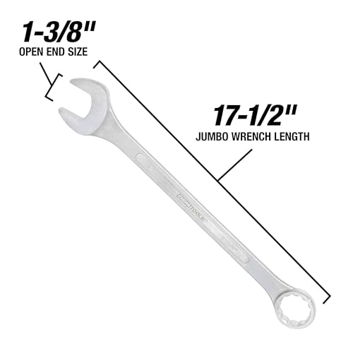 OEMTOOLS 22106 1-3/8" Jumbo Combination Wrench | One Open End & One Box Head on a Single Mechanics’ Wrench | Long-Shaft Wrench for Extra Torque & Leverage | Smooth Open End Doesn’t Mark Fasteners - size: 1-3/8"