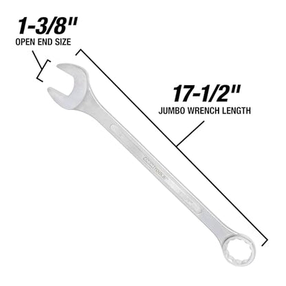 OEMTOOLS 22106 1-3/8" Jumbo Combination Wrench | One Open End & One Box Head on a Single Mechanics’ Wrench | Long-Shaft Wrench for Extra Torque & Leverage | Smooth Open End Doesn’t Mark Fasteners - size: 1-3/8"