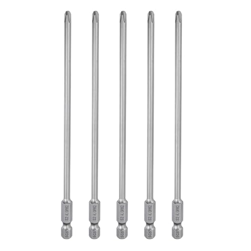 HARFINGTON 5pcs #2 Phillips Screwdriver Bit PH2 1/4" Hex Shank 6" (150mm) Long Magnetic S2 Steel Industrial Grade Screw Driver Bit Cross Head Electric Drill Bits 0.157" (4mm) Rod - size: PH2 x 150mm x 4mm