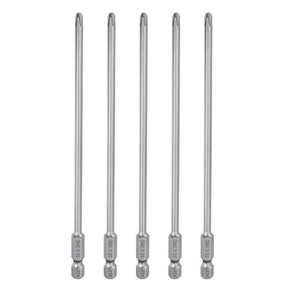 HARFINGTON 5pcs #2 Phillips Screwdriver Bit PH2 1/4" Hex Shank 6" (150mm) Long Magnetic S2 Steel Industrial Grade Screw Driver Bit Cross Head Electric Drill Bits 0.157" (4mm) Rod - size: PH2 x 150mm x 4mm