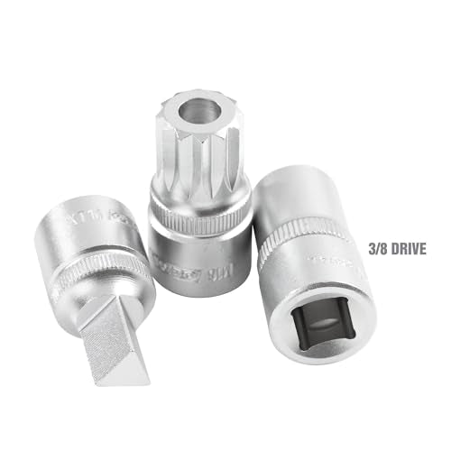 OEMTOOLS Drain Plug Socket Set for Both Foreign and Domestic Vehicles | Contains Both Male and Female Sockets, Engraved Size Markings, 3/8" Drive, Cr-V Steel, Includes Aluminum Socket Rail