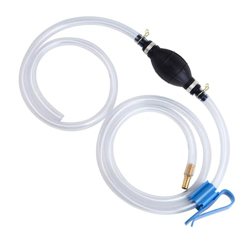 Gas Siphon Hose Pump, Portable Rubber Liquid Hand Pump Kit with PVC Hose & Pinch Clip, High Flow Manual Fuel Transfer Pumps for Petrol Oil Diesel Gasoline, Car Accessories