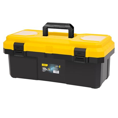 18 Inch Tool Box with Lock, 2-Layer Heavy-Duty Organizer with Removable Tray, Liftable Lid for Small Parts, 29lb Capacity & Carry Handle for Tools, Camping, Medical Supply Storage - size: 18“
