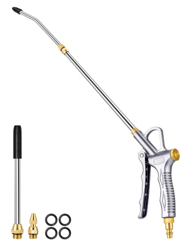 JASTIND Upgrade Air Blow Gun with Adjustable Air Blower Nozzle, Up to 27 Inches Extension with 4.9 Inches Steel Air Flow Nozzle, High Volume Pneumatic Dust Clean Tool for Air Compressor Accessory