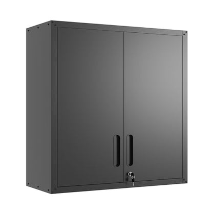 Metal Storage Cabinet for Garage, Tool Cabinet, Utility Cabinet | Wall Mounted, Hanging Tool Cabinet, Lockable, 2 Doors, Adjustable Shelves, Assembly Required, Black - color: Black
