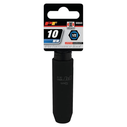 Performance Tool M860 1/2 Drive 6pt Impact Socket, 10mm - size: 10mm, style: Deep Wall Impact