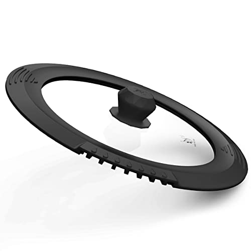 Tempered Strainer Lid for Stockpot Pot Pasta Pot Soup Pot with Heat Resistant Silicone Rim Glass Universal Pan Lids Pour Spout Water Oil Microwave Safe Fit 6.5-7-7.5-8 inch Black - color: Black, size: 6.5-7-7.5-8 inch