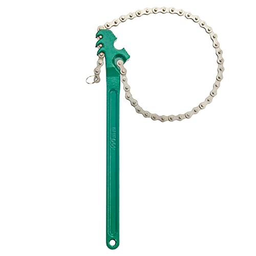 AUPREX 16 Inch Sturdy Adjustable Heavy Duty Ratcheting Chain Oil Filter Wrench Reversible Chain Style Pipe Fitter Wrench With Multi-Purpose Compatible With Max 8 Inch Diameter - color: Green, size: 16 Inch