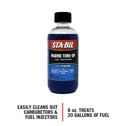 STA-BIL Marine Tune-Up Fuel Treatment – Cleans Carburetors and Injectors – Fixes Rough Running Engines – Eliminates Water – Treats up to 20 Gallons – 8 oz. (22313), Blue, 8oz | Treats 20 gallons. Cleans fuel systems, removes water, and restores performanc