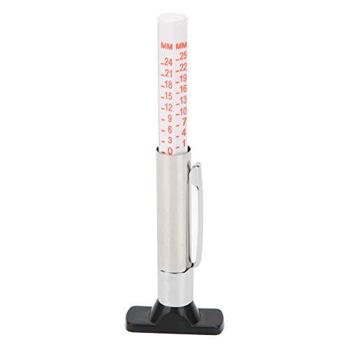 EVGATSAUTO Tire Depth Gauge, Stainless Steel and ABS Tire Tread Depth Gauge 0 25mm, Clear Scale Pocket Clip, Universal Wear Checker for Car Truck Motorcycle Garage Use (Homochromy Plugged in and Not - size: Homochromy Plugged in and Not Rotating