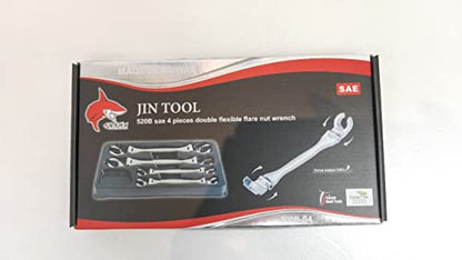 Double Flexible Flare Nut Wrench,5/16" x 7/16", 3/8" x 1/2", 9/16" x 5/8", 11/16" x 3/4",Line Wrench,Oil Nut wrench, 210° Activity angle, 4PIECE SAE SIZE Gift for Man,With wrench rack - color: Sae Double Flexible Head Flare Nut Wrench 5/16 * 7/16-3/8 * 1/