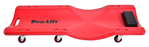Pro Lift Mechanic Plastic Creeper 36 Inch - Blow Molded Ergonomic HDPE Body with Padded Headrest - 300 Lbs Capacity - color: Red