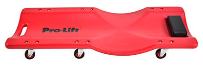 Pro Lift Mechanic Plastic Creeper 36 Inch - Blow Molded Ergonomic HDPE Body with Padded Headrest - 300 Lbs Capacity - color: Red