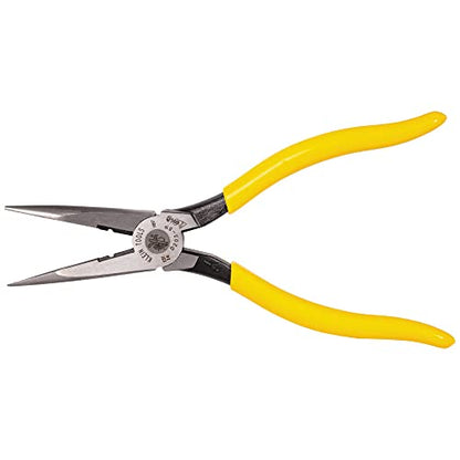 Klein Tools D203-8N Needle Nose Pliers and Wire Stripper, Long Nose Side Cutters with Wire Striping Hole, Heavy Duty Alligator Pliers, 8-Inch - style: Side Cutting/Wire Stripping