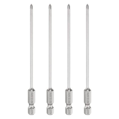 HARFINGTON 4pcs #0 Phillips Screwdriver Bit PH0 1/4" Hex Shank 4.3" (110mm) Long 0.1" Rod Magnetic Cross Head Drill Bits S2 Steel Industrial Screw Driver Bit for Electric Power Tools, Gray - size: PH0 x 4.3" x 0.1"