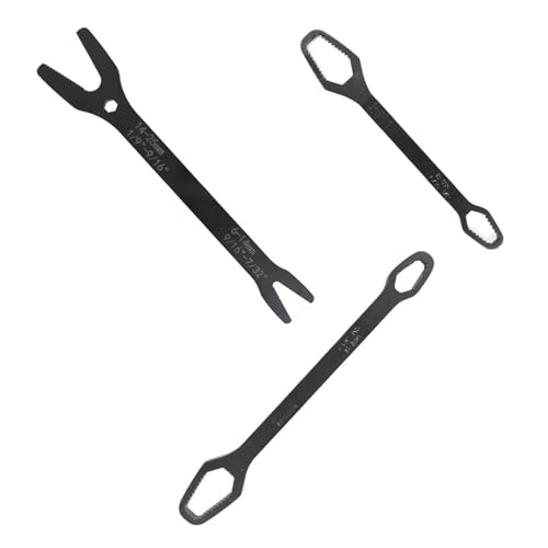 3Pcs Universal Self Adjusting Wrench Set Auto Tightening Double Head Spanner Anti Slip Metric SAE Fastener Tool for 6mm-25mm 1/4in-1in Nuts Bolts Garage Automotive Maintenance - color: Black