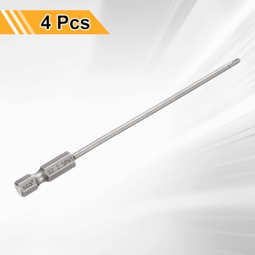 HARFINGTON 4pcs #1 Phillips Screwdriver Bit PH1 1/4" Hex Shank 4.3" (110mm) Long 0.1" Rod Magnetic Cross Head Drill Bits S2 Steel Industrial Screw Driver for Electric Power Tools, Gray - size: PH1 x 4.3" x 0.1"